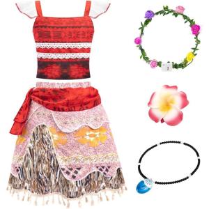 imageMeland Princess Dress Up for Girls Dress Up Clothes with Light Up Flower Crown Halloween Costumes for Girls Toddlers 38Red Princess Dress