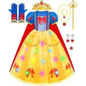 imageMeland Princess Dress Up for Girls Halloween Costumes ampamp Birthday Gift for Toddlers Age 38Light Up Princess Dress