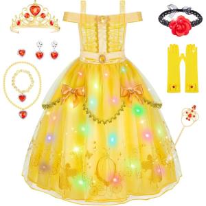 imageMeland Princess Dress for Girls  Light Up Princess Costume for Toddler Dress Up Halloween Costumes for Girl 310 Years Old