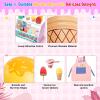 imageMeland Ice Cream Toy  Wooden Ice Cream Play Set with Aprons Kids Toys for Toddlers Pretend Play Toys for Girls Boys 3 4 5 6 7 Years Old Wooden Toys Play Store Playset for Kids Children Gift