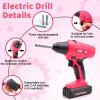 imageMeland Kids Tool Set  50PCS Toddler Tool Set with Electronic Toy Drill for Pretend Play Construction Toy Tools for Kids Age 36 Year OldGift Idea for Boys Girls Christmas BirthdayPink
