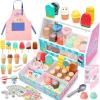 imageMeland Ice Cream Toy  Wooden Ice Cream Play Set with Aprons Kids Toys for Toddlers Pretend Play Toys for Girls Boys 3 4 5 6 7 Years Old Wooden Toys Play Store Playset for Kids Children Gift