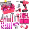 imageMeland Kids Tool Set  50PCS Toddler Tool Set with Electronic Toy Drill for Pretend Play Construction Toy Tools for Kids Age 36 Year OldGift Idea for Boys Girls Christmas BirthdayPink