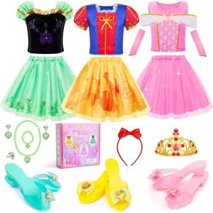 imageMeland Princess Dress Up for Girls 36  Princess Toys for Girls Dress up ampamp Pretend Play Girls Gift for Birthday Christmas Medium BlueGreen