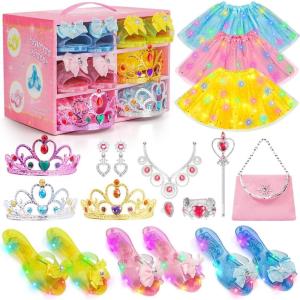 imageMeland Princess Dress Up for Girls 36  Princess Toys for Girls Dress up ampamp Pretend Play Girls Gift for Birthday Christmas Medium BlueLight