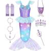 imageMeland Mermaid Dress  Little Mermaid Costume with Bag for Girls 310 Princess Dress Up for Birthday Gift Halloween CostumeLight Up Mermaid Dress