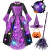 imageMeland Witch Costume for Girls  Light up Halloween Costumes for Kids Girl Dress up Witch Dress for Toddler Girls Ages 310