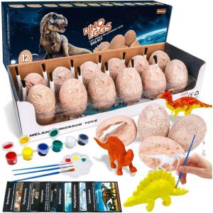 imageDino Eggs Dig Kit  Easter Dinosaur Kit  Dinosaur Excavation Kit Break Open 12 Dinosaur Fossil Eggs  Archaeology Science Craft Toy Gifts for Boys Kids Birthday Christmas