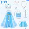 imageMeland Princess Dress up Clothes for Girl 11Pcs Princess Cape with Kid Crown ToysDresses for Girl 345678 Birthday GiftBlue