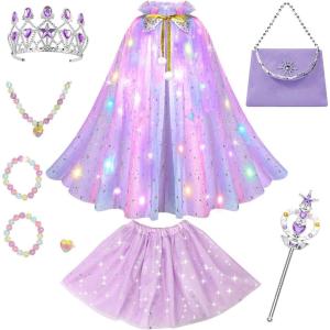 imageMeland Princess Dress up Clothes for Girl 11Pcs Princess Cape with Kid Crown ToysDresses for Girl 345678 Birthday GiftRoyal Purple
