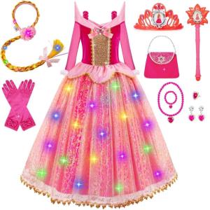 imageMeland Princess Dresses for Girls  Light Up Princess Dress Up for 310 Year Old Costume for Girls Halloween BirthdayRed