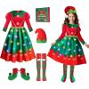 imageMeland Elf Costume for Kids  Light Up Elf Dress for Girls Holiday Outfit Christmas Costume for Toddler Girl 310 Years Old