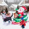imageMeland Christmas Inflatables Outdoor  95 FT Christmas Blow Ups Yard Decorations with Lights ampamp Three Characters  Dog Santa Clause on Sleigh Penguin Inflatable Decorations for Outside Lawn DecorDog  Santa Clause on Sleigh