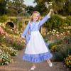 image:imageMeland Pioneer Dress for Girls Colonial Floral Costume with Bonnet Apron amp Purse Dress Up Clothes for Girls Ages 513Blue