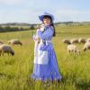image:imageMeland Pioneer Dress for Girls Colonial Floral Costume with Bonnet Apron amp Purse Dress Up Clothes for Girls Ages 513Blue