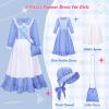 image:imageMeland Pioneer Dress for Girls Colonial Floral Costume with Bonnet Apron amp Purse Dress Up Clothes for Girls Ages 513Blue