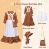 image:imageMeland Pioneer Dress for Girls Colonial Floral Costume with Bonnet Apron amp Purse Dress Up Clothes for Girls Ages 513Brown