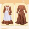 image:imageMeland Pioneer Dress for Girls Colonial Floral Costume with Bonnet Apron amp Purse Dress Up Clothes for Girls Ages 513Brown