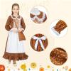 image:imageMeland Pioneer Dress for Girls Colonial Floral Costume with Bonnet Apron amp Purse Dress Up Clothes for Girls Ages 513Brown