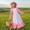 image:imageMeland Pioneer Dress for Girls Colonial Floral Costume with Bonnet Apron amp Purse Dress Up Clothes for Girls Ages 513Pink