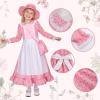 image:imageMeland Pioneer Dress for Girls Colonial Floral Costume with Bonnet Apron amp Purse Dress Up Clothes for Girls Ages 513Pink