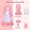image:imageMeland Pioneer Dress for Girls Colonial Floral Costume with Bonnet Apron amp Purse Dress Up Clothes for Girls Ages 513Pink