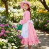 image:imageMeland Pioneer Dress for Girls Colonial Floral Costume with Bonnet Apron amp Purse Dress Up Clothes for Girls Ages 513Pink