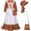 image:imageMeland Pioneer Dress for Girls Colonial Floral Costume with Bonnet Apron amp Purse Dress Up Clothes for Girls Ages 513Brown