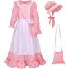 image:imageMeland Pioneer Dress for Girls Colonial Floral Costume with Bonnet Apron amp Purse Dress Up Clothes for Girls Ages 513Pink