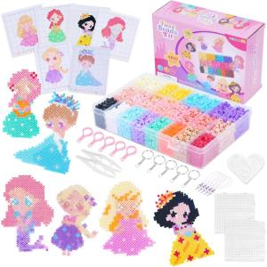 image:imageMeland Princess Fuse Beads Craft Kit for Girls 5mm Beads Set with Pegboards amp Accessories Creative DIY Art Toy for Kids Ages 512 Perfect Birthday or Christmas Gift for Little Princesses4800 pcs without Iron