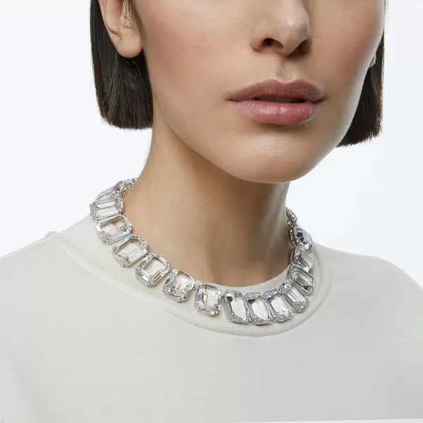 Swarovski Millenia Necklace with Clear Oversized Octagon Cut Crystals in a Rhodium Finished Setting Part of the Millenia CollectionNecklace