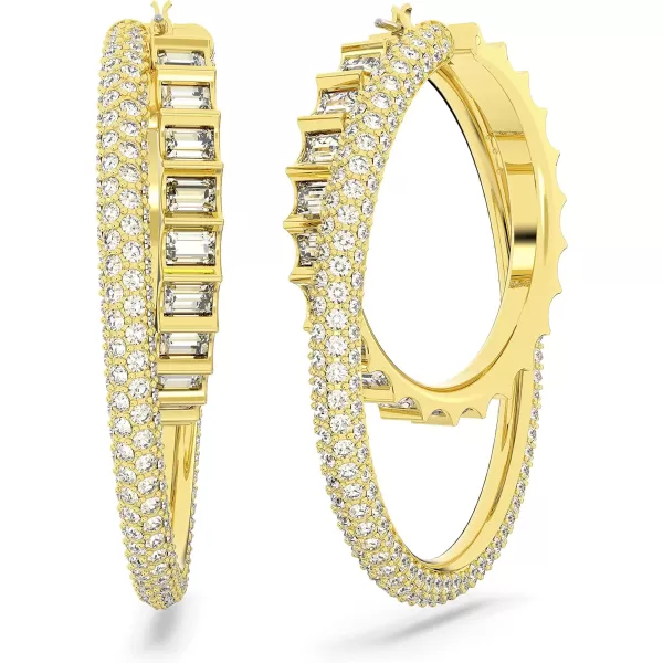 Swarovski Rota Bangle and Earrings Jewelry Collection with Mixed Cut Clear CrystalsGold Tone Earrings