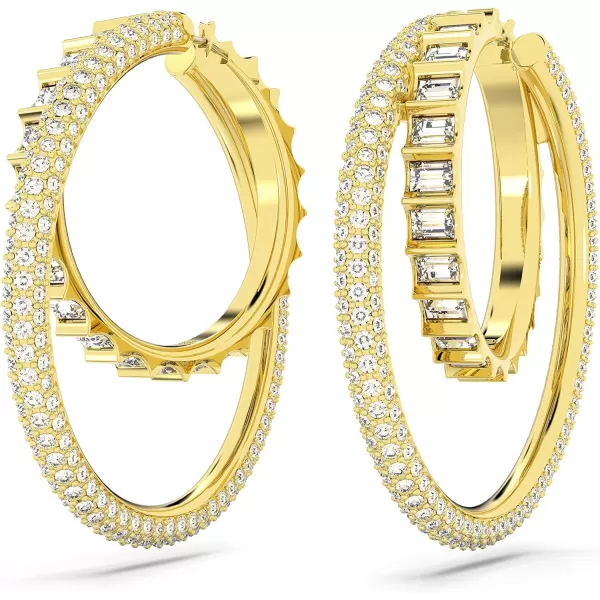 Swarovski Rota Bangle and Earrings Jewelry Collection with Mixed Cut Clear CrystalsGold Tone Earrings