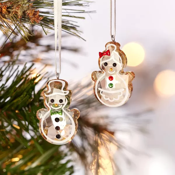 Swarovski Snowman Family Figurine Multicolored Swarovski Crystals Part of the Swarovski Joyful Ornaments CollectionOrnament Gingerbread Couple