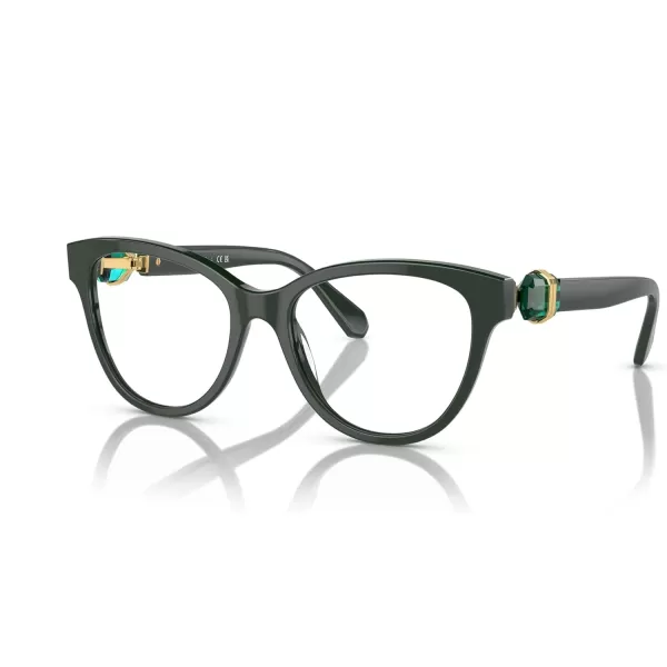 Swarovski Womens Sk2004f Low Bridge Fit Round Prescription Eyewear FramesDark GreenDemo Lens