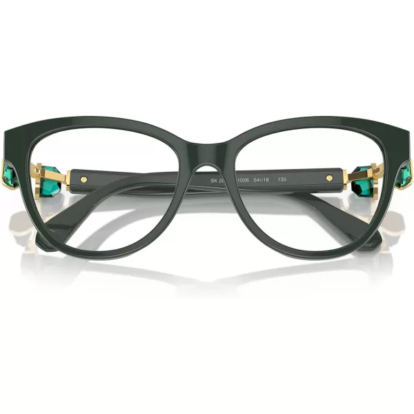 Swarovski Womens Sk2004f Low Bridge Fit Round Prescription Eyewear FramesDark GreenDemo Lens