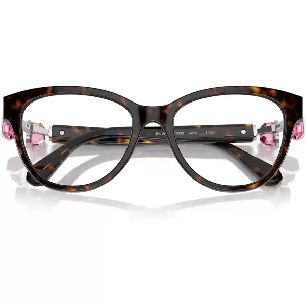 Swarovski Womens Sk2004f Low Bridge Fit Round Prescription Eyewear FramesDark HavanaDemo Lens