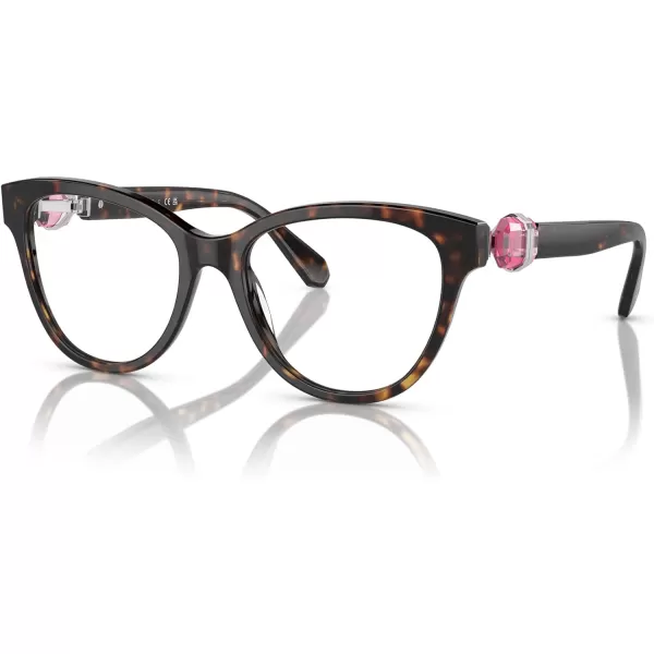 Swarovski Womens Sk2004f Low Bridge Fit Round Prescription Eyewear FramesDark HavanaDemo Lens