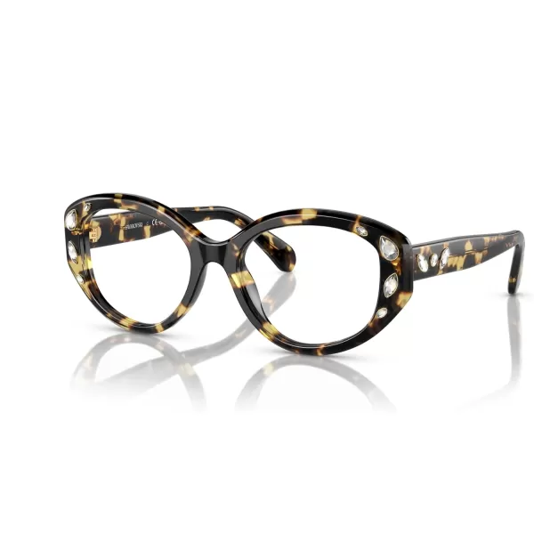 Swarovski Womens Sk2006 Cat Eye Prescription Eyewear FramesHavana ClearDemo Lens