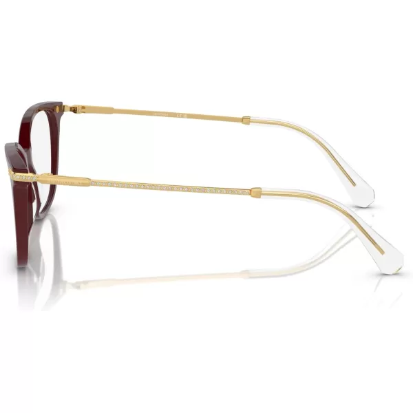 Swarovski Womens Sk2010f Low Bridge Fit Square Prescription Eyewear FramesBurgundyDemo Lens