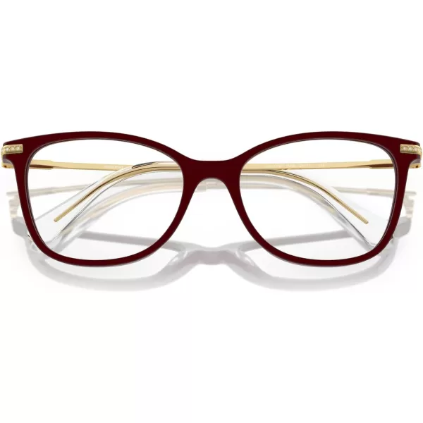 Swarovski Womens Sk2010f Low Bridge Fit Square Prescription Eyewear FramesBurgundyDemo Lens