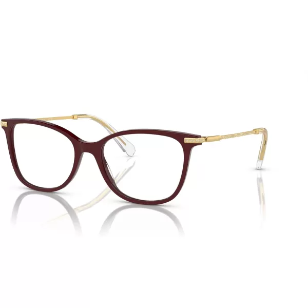 Swarovski Womens Sk2010f Low Bridge Fit Square Prescription Eyewear FramesBurgundyDemo Lens