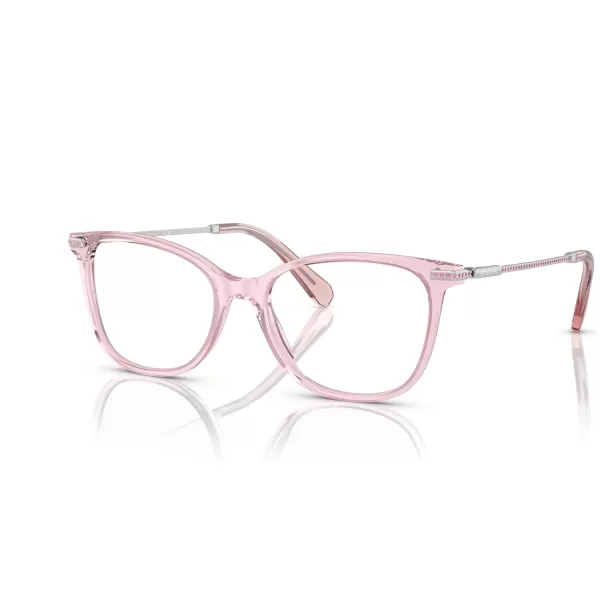 Swarovski Womens Sk2010f Low Bridge Fit Square Prescription Eyewear FramesTransparent RoseDemo Lens