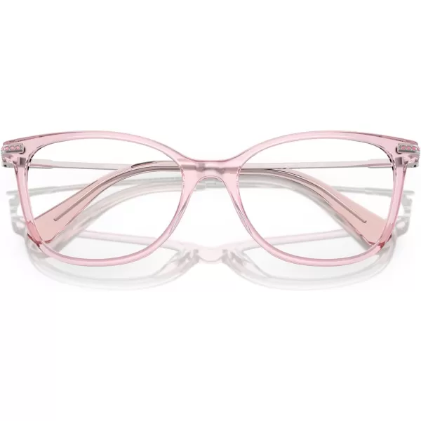 Swarovski Womens Sk2010f Low Bridge Fit Square Prescription Eyewear FramesTransparent RoseDemo Lens