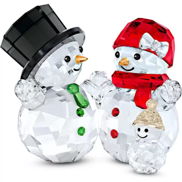 Swarovski Snowman Family Figurine Multicolored Swarovski Crystals Part of the Swarovski Joyful Ornaments CollectionFigurine Snowman Family