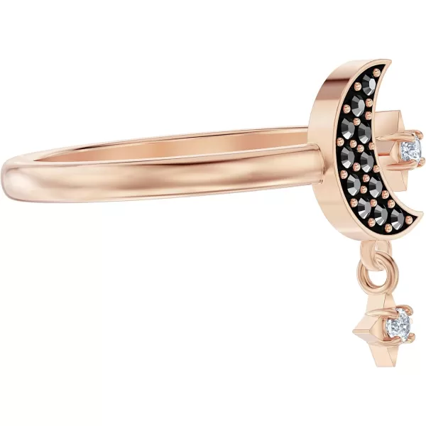 SWAROVSKI Womens Symbolic Moon Ring Collection Rose Gold Tone Finish Black Crystals Clear CrystalsSWAROVSKI Womens Symbolic Moon Ring Collection Rose Gold Tone Finish Black Crystals Clear Crystals