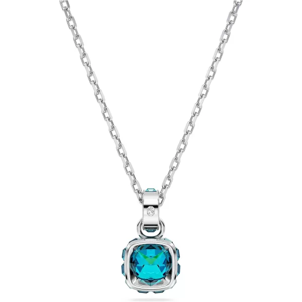 Swarovski Birthstone pendant Square cut December Blue Rhodium FinishedSwarovski Birthstone pendant Square cut December Blue Rhodium Finished