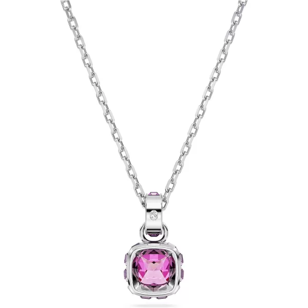 Swarovski Birthstone pendant Square cut February Pink Rhodium FinishedSwarovski Birthstone pendant Square cut February Pink Rhodium Finished