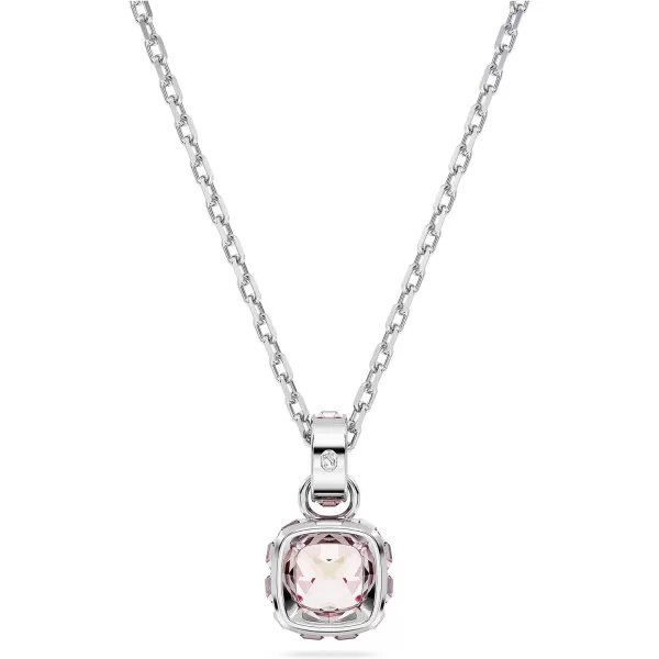 Swarovski Birthstone pendant Square cut June Pink Rhodium FinishedSwarovski Birthstone pendant Square cut June Pink Rhodium Finished