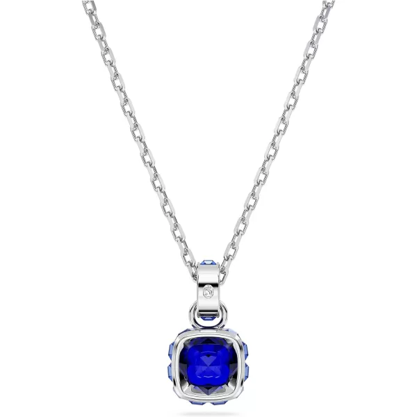 Swarovski Birthstone pendant Square cut September Blue Rhodium FinishedSwarovski Birthstone pendant Square cut September Blue Rhodium Finished